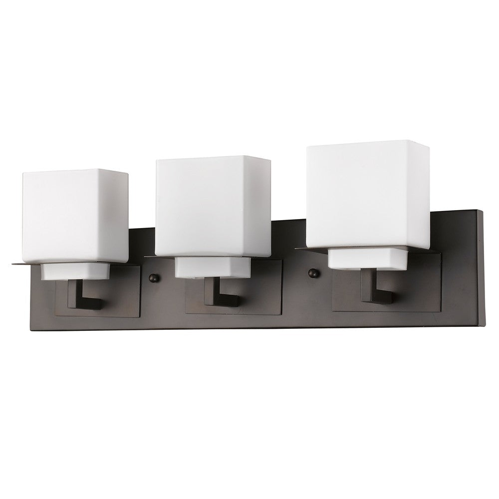 Rampart 3-Light Oil-Rubbed Bronze Vanity Light With Etched Glass Shades By Homeroots