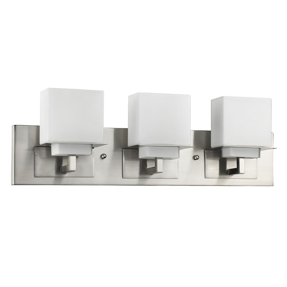 Rampart 3-Light Satin Nickel Vanity Light With Etched Glass Shades By Homeroots