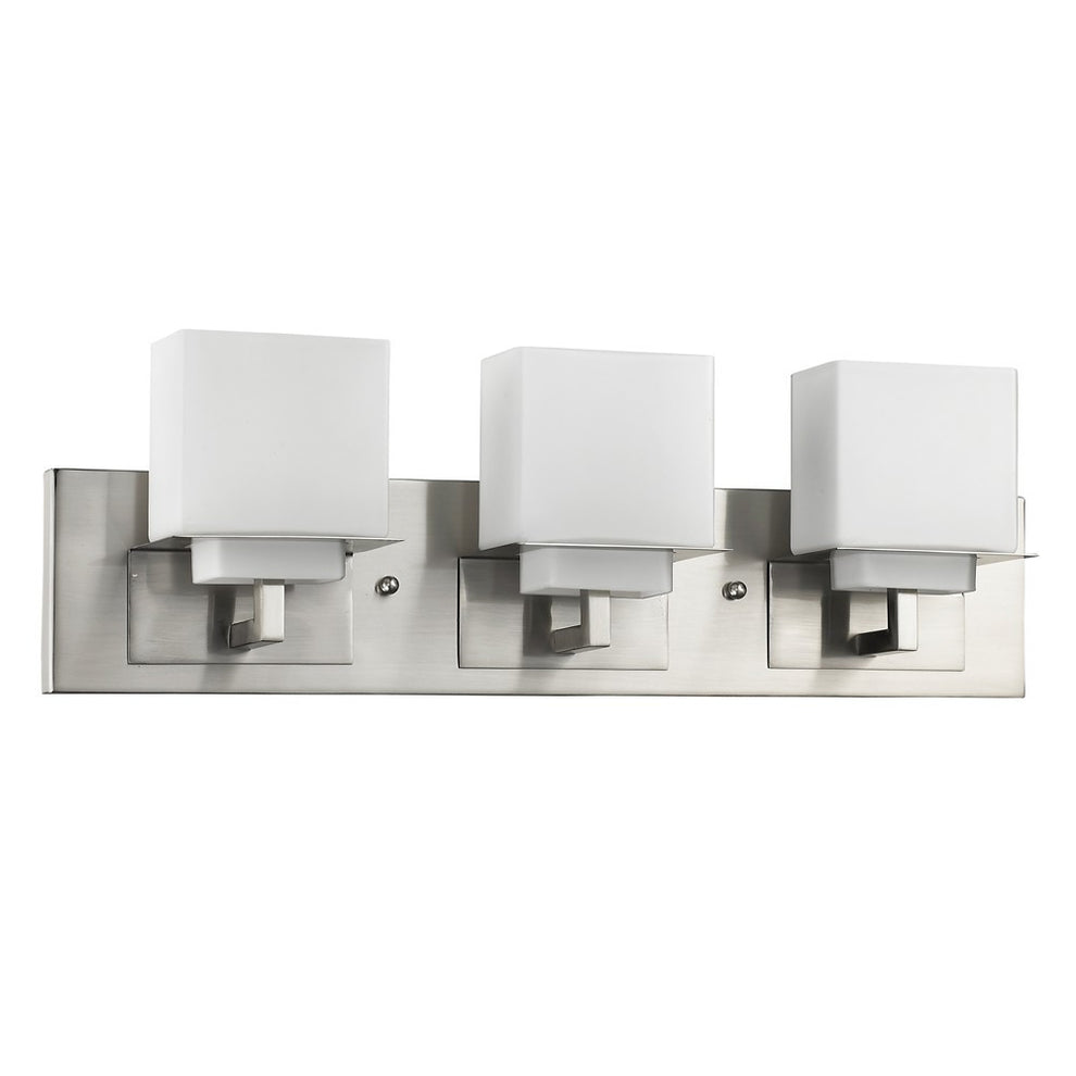 Rampart 3-Light Satin Nickel Vanity Light With Etched Glass Shades By Homeroots | Vanity Light | Modishstore - 2