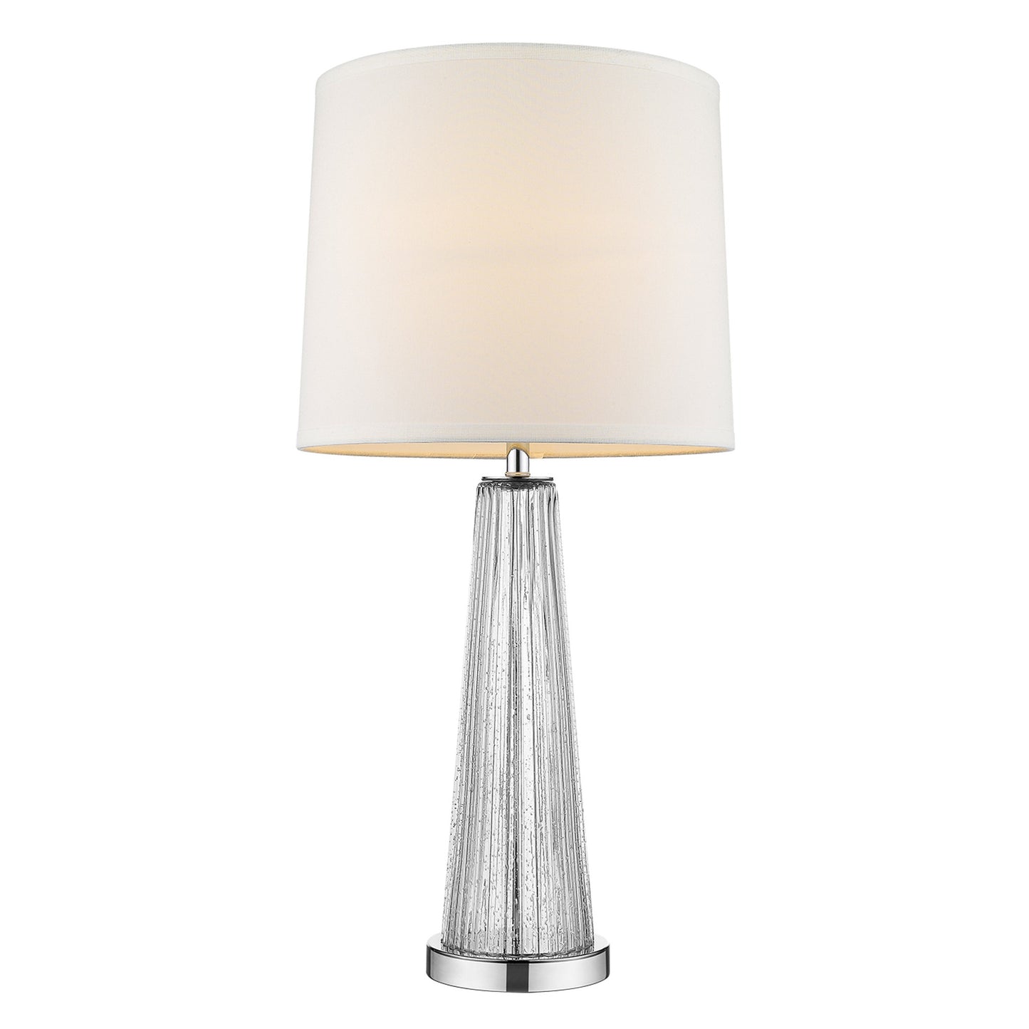 Chiara 1-Light Clear Glass And Polished Chrome Table Lamp With Off White Shantung Shade By Homeroots | Table Lamps | Modishstore - 2