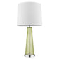 Chiara 1-Light Apple Green Glass And Polished Chrome Table Lamp With Off White Shantung Shade By Homeroots | Table Lamps | Modishstore