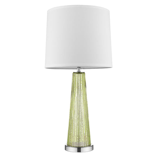 Chiara 1-Light Apple Green Glass And Polished Chrome Table Lamp With Off White Shantung Shade By Homeroots | Table Lamps | Modishstore