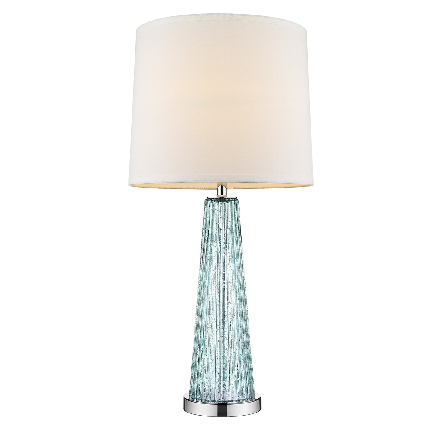 Chiara 1-Light Seafoam Glass And Polished Chrome Table Lamp With Off White Shantung Shade By Homeroots | Table Lamps | Modishstore - 2