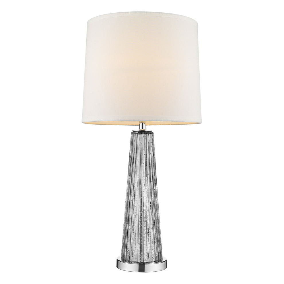 Chiara 1-Light Steel Glass And Polished Chrome Table Lamp With Off White Shantung Shade By Homeroots | Table Lamps | Modishstore - 2