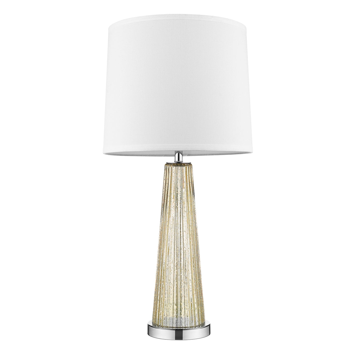Chiara 1-Light Champagne Glass And Polished Chrome Table Lamp With Off White Shantung Shade By Homeroots | Table Lamps | Modishstore