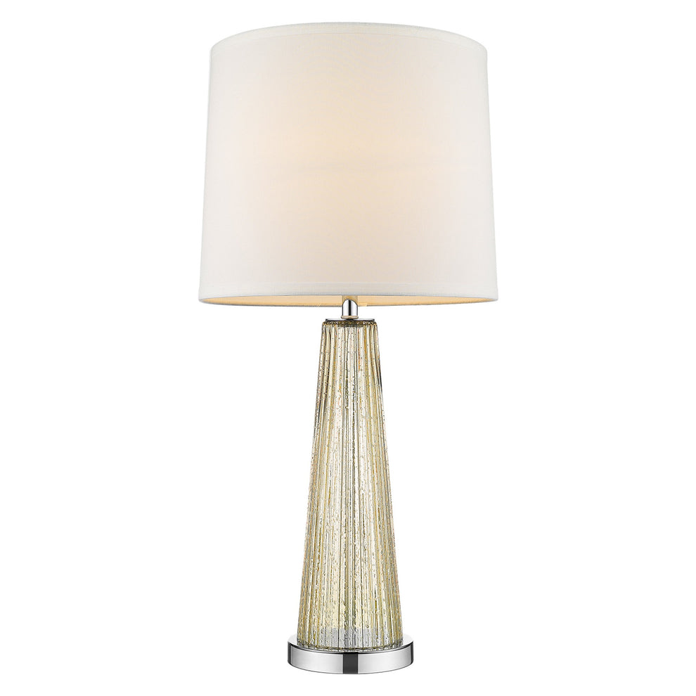 Chiara 1-Light Champagne Glass And Polished Chrome Table Lamp With Off White Shantung Shade By Homeroots | Table Lamps | Modishstore - 2