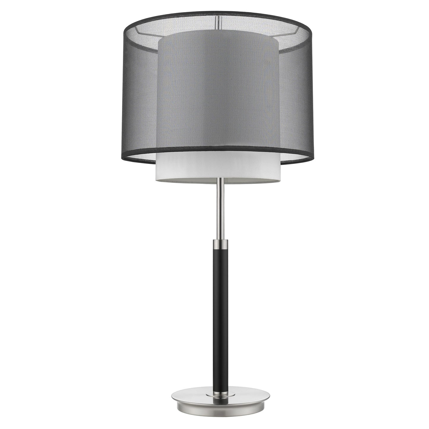 Roosevelt 1-Light Espresso And Brushed Nickel Table Lamp With Smoke Gray Shantung Two Tier Shade By Homeroots
