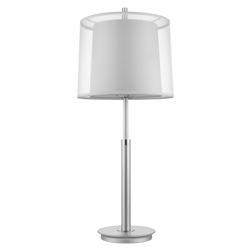 Nimbus 1-Light Metallic Silver And Polished Chrome Table Lamp With Sheer Snow Double Shantung Shade By Homeroots | Table Lamps | Modishstore - 2