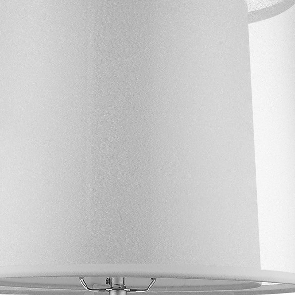 Nimbus 1-Light Metallic Silver And Polished Chrome Table Lamp With Sheer Snow Double Shantung Shade By Homeroots | Table Lamps | Modishstore - 4