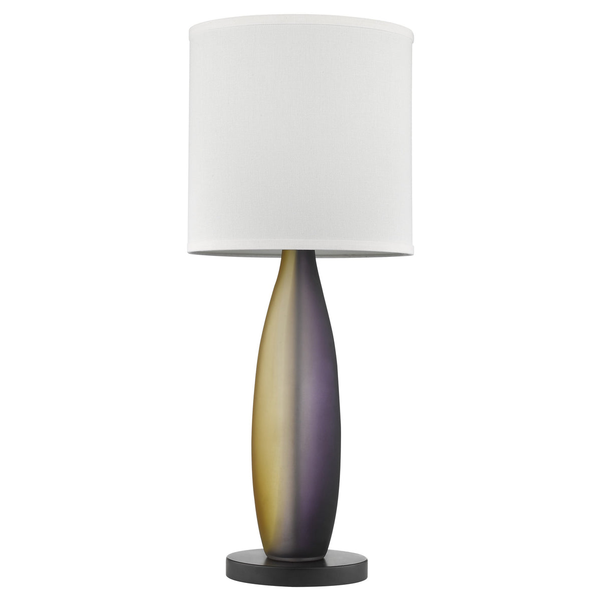 Elixer 1-Light Plum/Gold Frosted Glass And Ebony Lacquer Table Lamp With Lattice Cream Linen Shade By Homeroots | Table Lamps | Modishstore