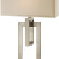 Precision 1-Light Brushed Nickel Table Lamp With Ivory Shantung Shade By Homeroots