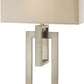 Precision 1-Light Brushed Nickel Table Lamp With Ivory Shantung Shade By Homeroots | Table Lamps | Modishstore