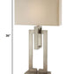 Precision 1-Light Brushed Nickel Table Lamp With Ivory Shantung Shade By Homeroots | Table Lamps | Modishstore - 5