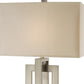 Precision 1-Light Brushed Nickel Table Lamp With Ivory Shantung Shade By Homeroots | Table Lamps | Modishstore - 3