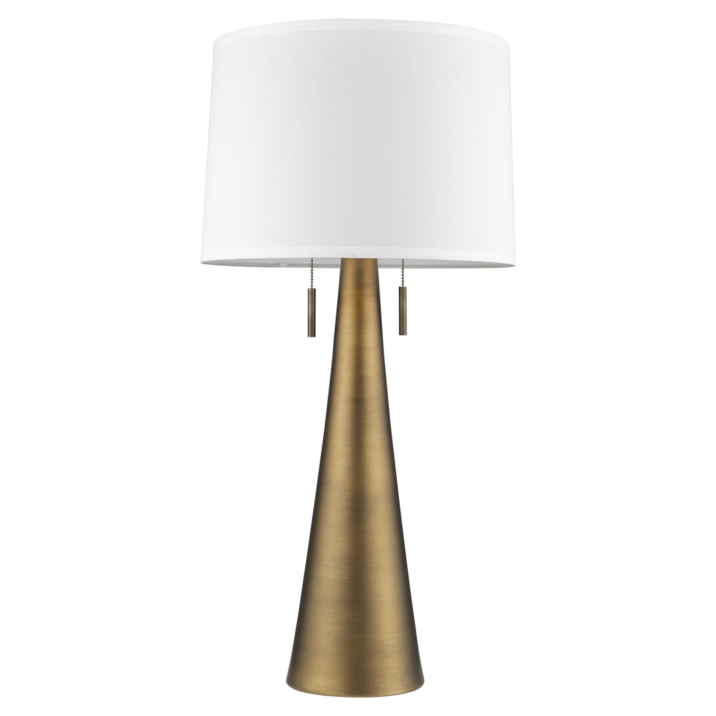 Muse 2-Light Hand Painted Antique Gold Table Lamp With Off White Shantung Shade By Homeroots | Table Lamps | Modishstore