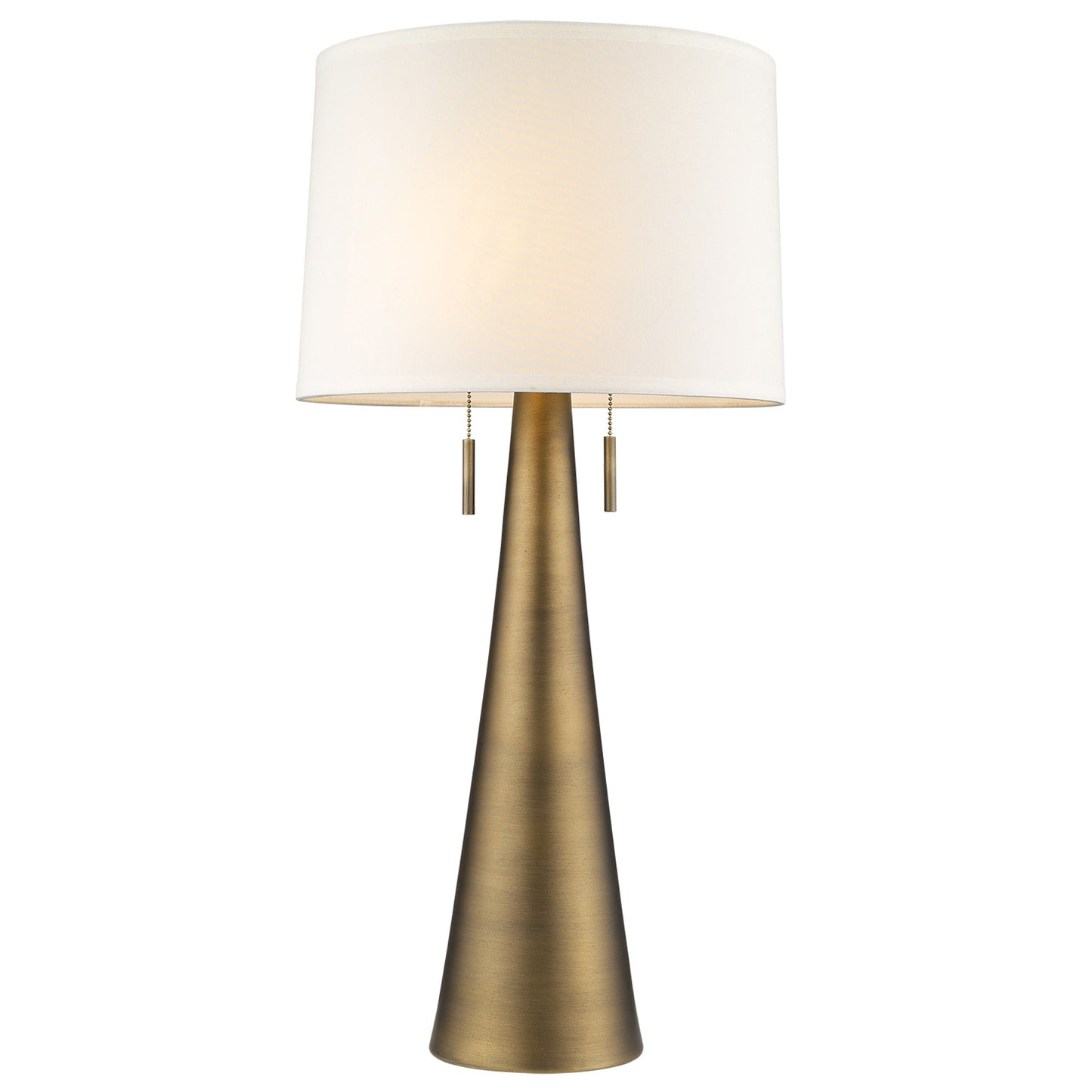Muse 2-Light Hand Painted Antique Gold Table Lamp With Off White Shantung Shade By Homeroots | Table Lamps | Modishstore - 2