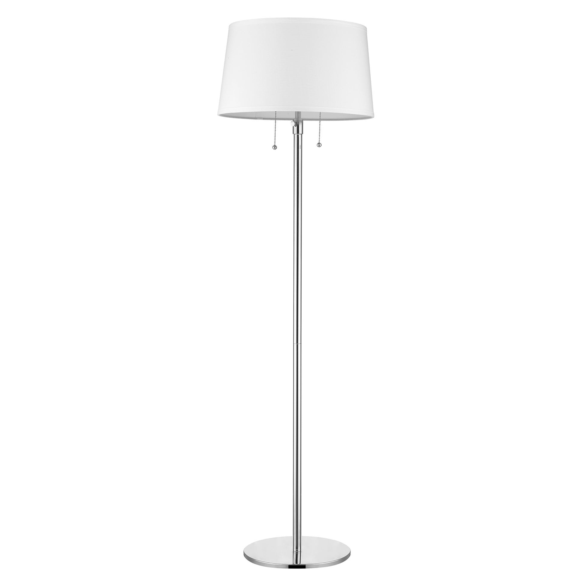 Urban Basic 2-Light Polished Chrome Adjustable Floor Lamp With Off White Linen Shade By Homeroots | Floor Lamps | Modishstore