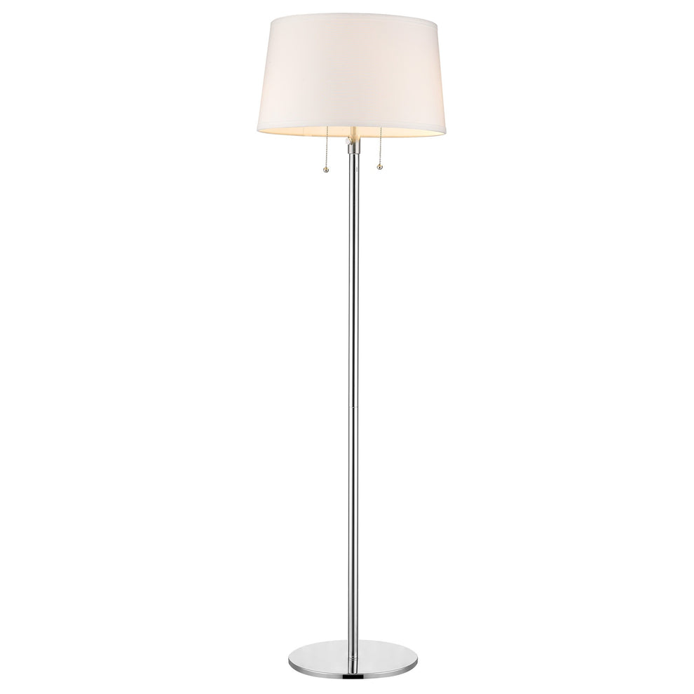 Urban Basic 2-Light Polished Chrome Adjustable Floor Lamp With Off White Linen Shade By Homeroots | Floor Lamps | Modishstore - 2