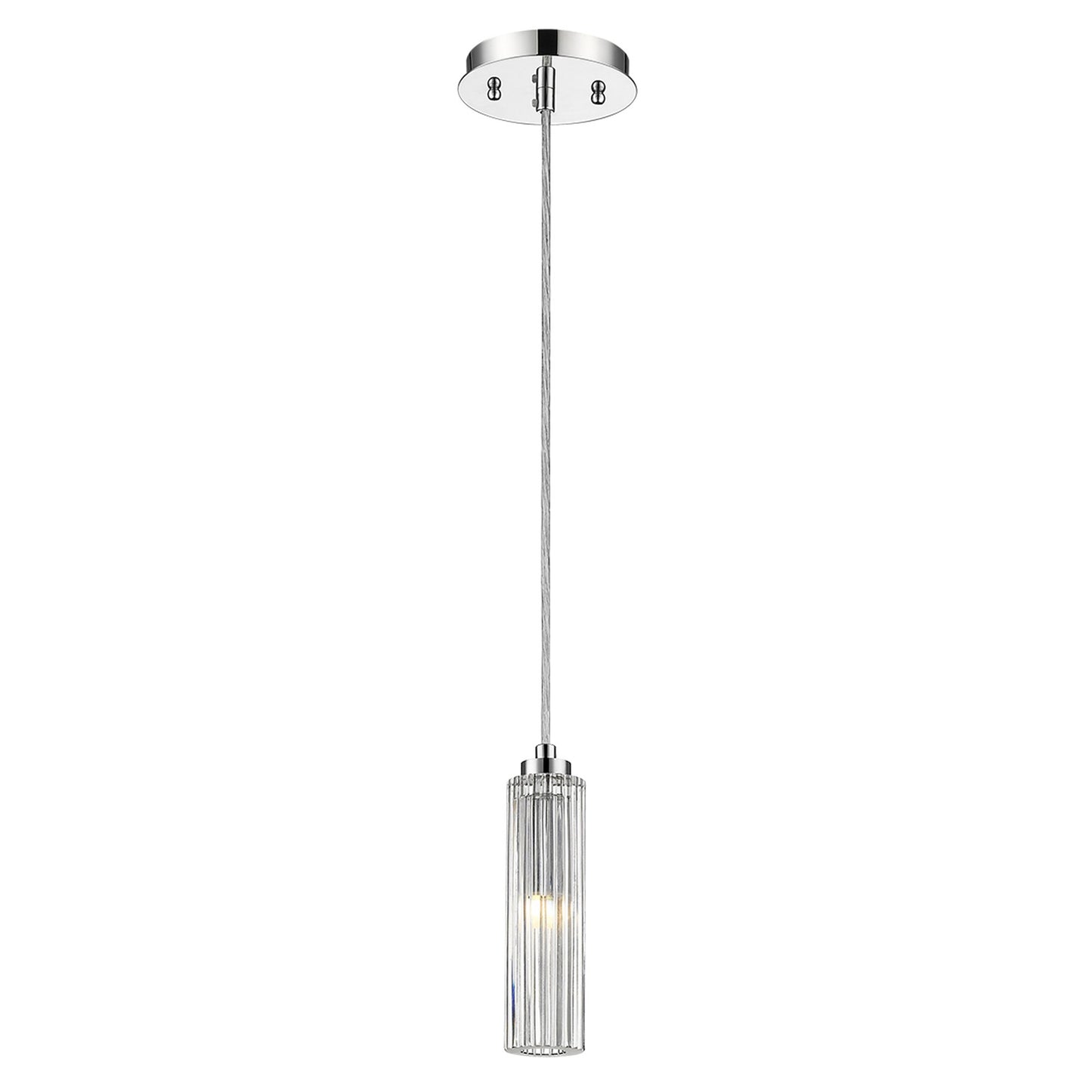 Solo 1-Light Polished Chrome Pendant With Multi-Faceted Round Crystal Shade By Homeroots | Pendant Lamps | Modishstore - 2