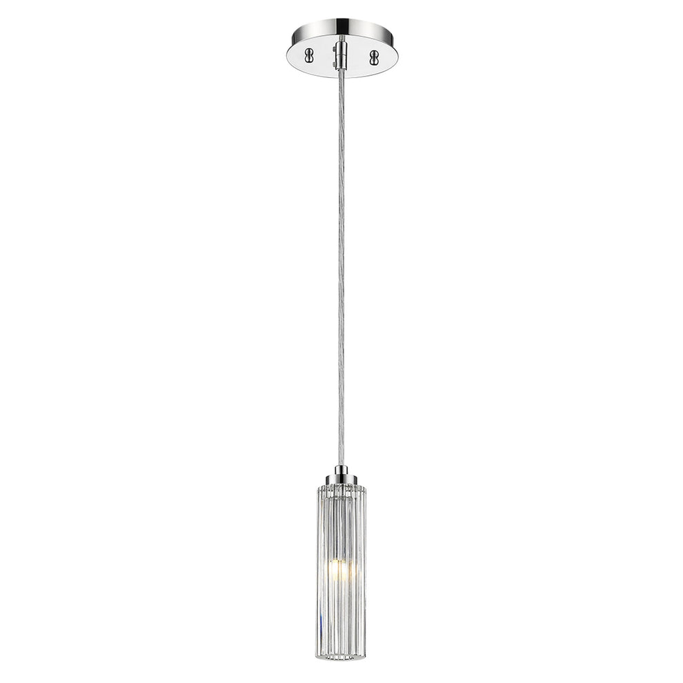 Solo 1-Light Polished Chrome Pendant With Multi-Faceted Round Crystal Shade By Homeroots | Pendant Lamps | Modishstore - 2