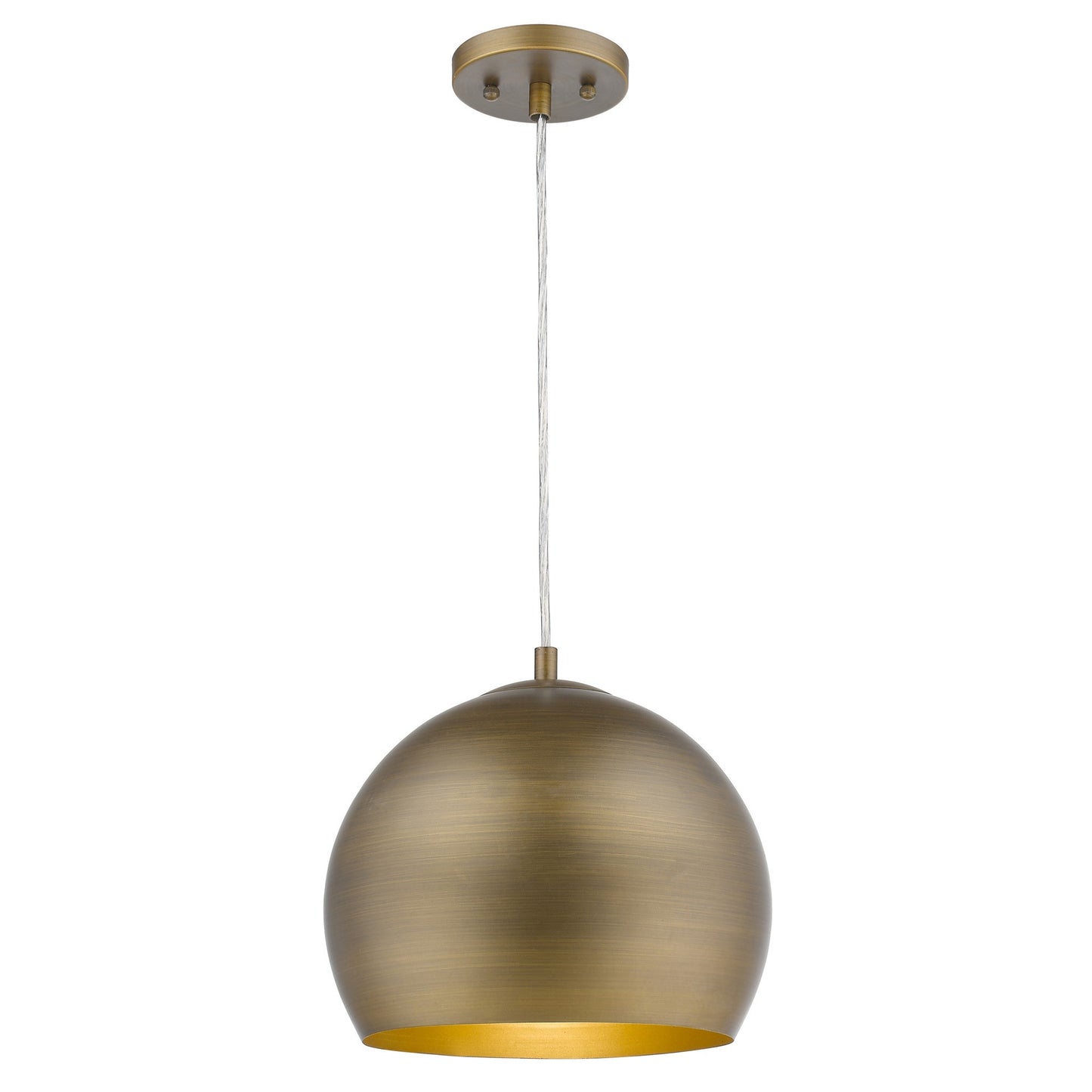 Latitude 1-Light Hand Painted Antique Gold Pendant With Gold Interior Shade By Homeroots | Pendant Lamps | Modishstore - 3