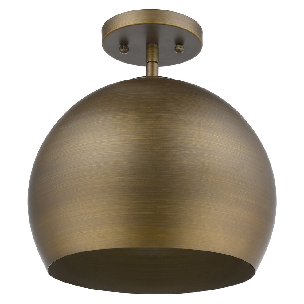 Latitude 1-Light Hand Painted Antique Gold Pendant With Gold Interior Shade By Homeroots | Pendant Lamps | Modishstore - 4