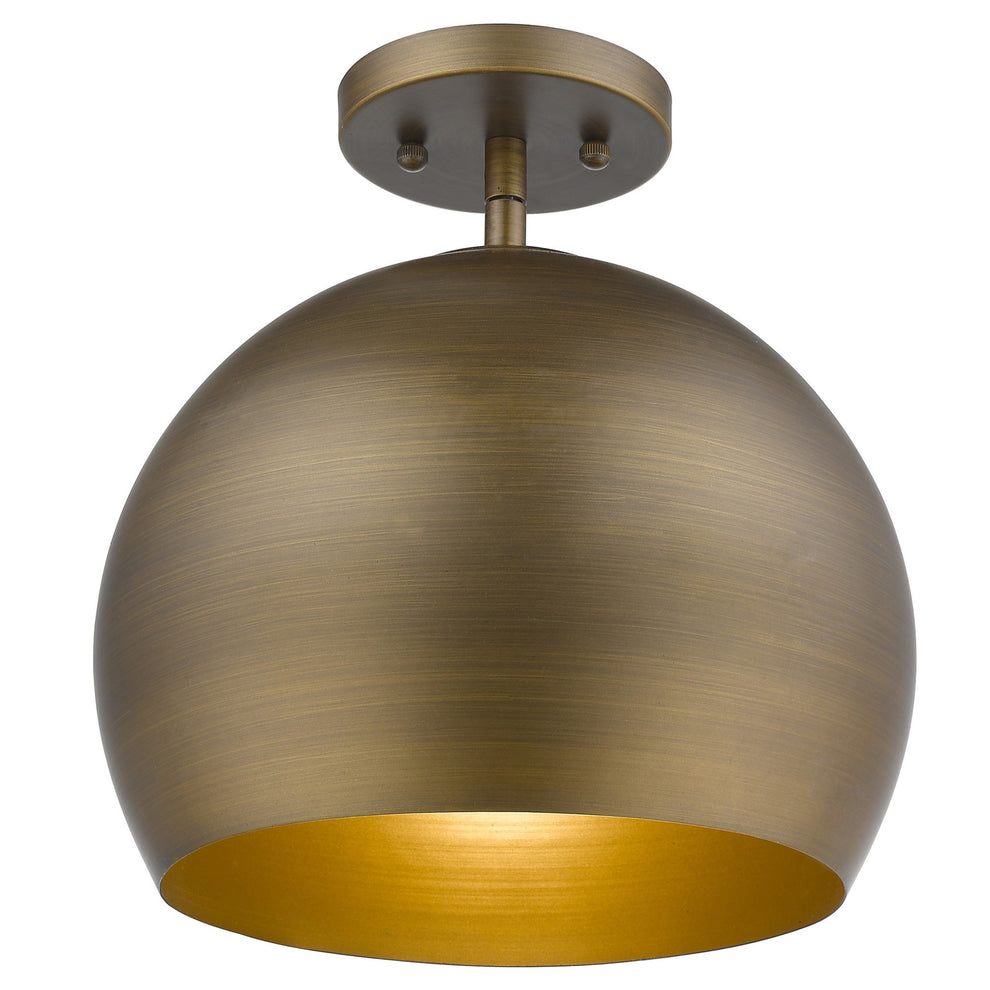 Latitude 1-Light Hand Painted Antique Gold Pendant With Gold Interior Shade By Homeroots | Pendant Lamps | Modishstore - 5