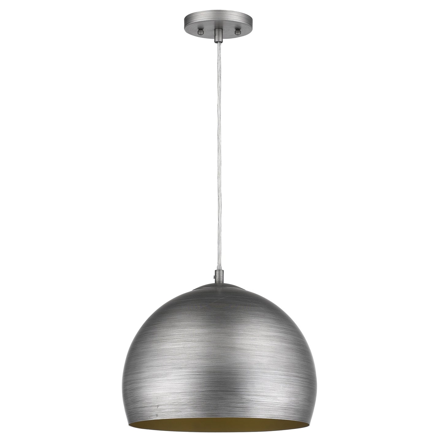 Latitude 1-Light Hand Painted Weathered Pewter Pendant With Gold Interior Shade (13.75") By Homeroots | Pendant Lamps | Modishstore