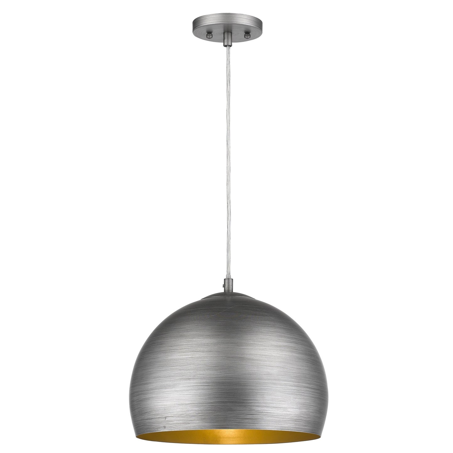 Latitude 1-Light Hand Painted Weathered Pewter Pendant With Gold Interior Shade (13.75") By Homeroots | Pendant Lamps | Modishstore - 2