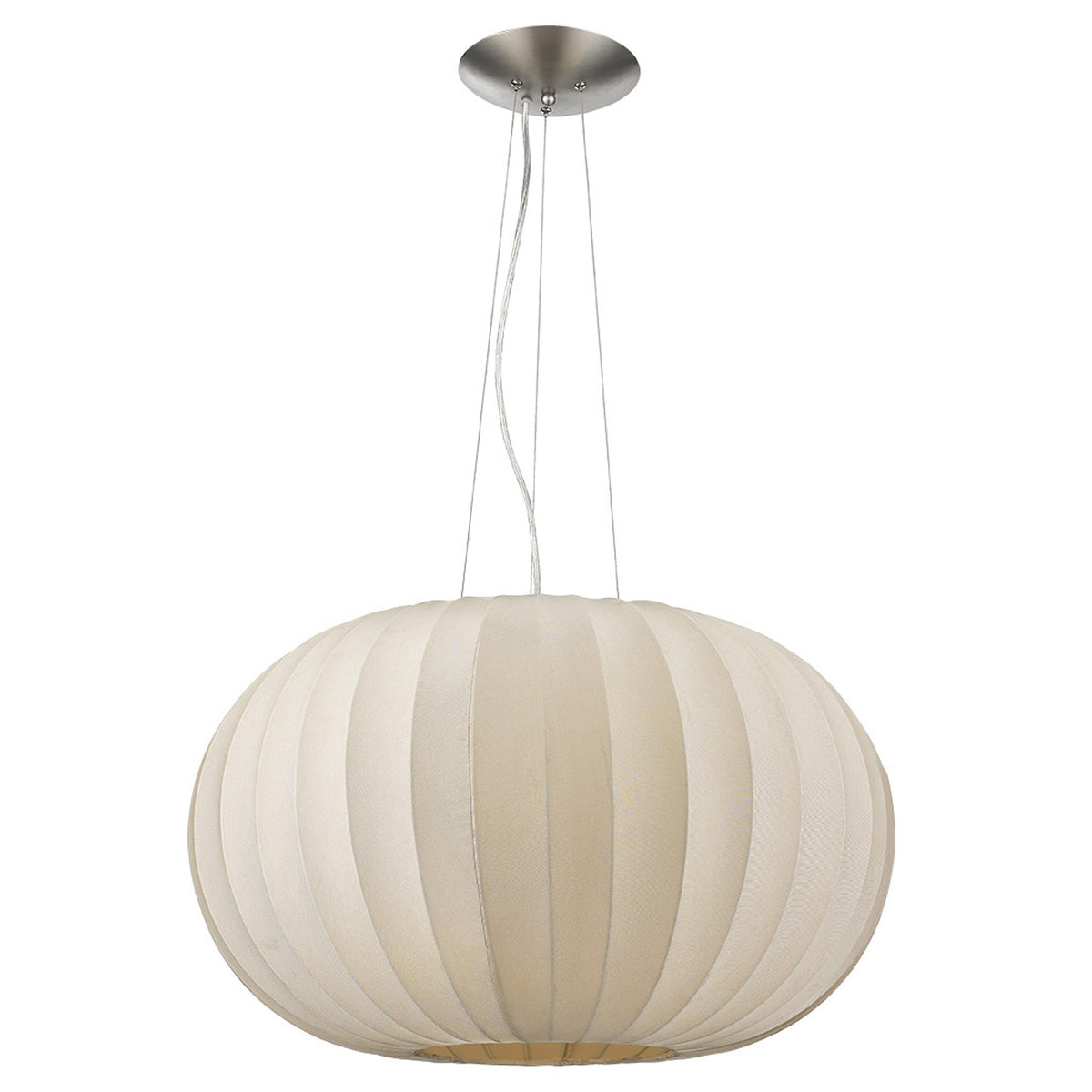 Shanghai 1-Light Brushed Nickel Pendant With Sheer Pearl Ribbon Shade By Homeroots | Pendant Lamps | Modishstore
