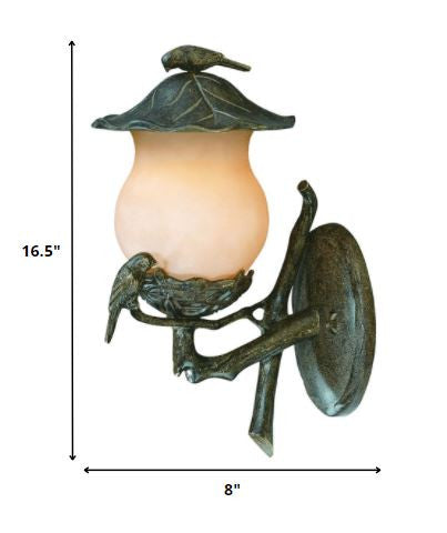 Vintage Black and Gold Bird Detail Lantern Wall Light By Homeroots | Wall Lamps | Modishstore - 2