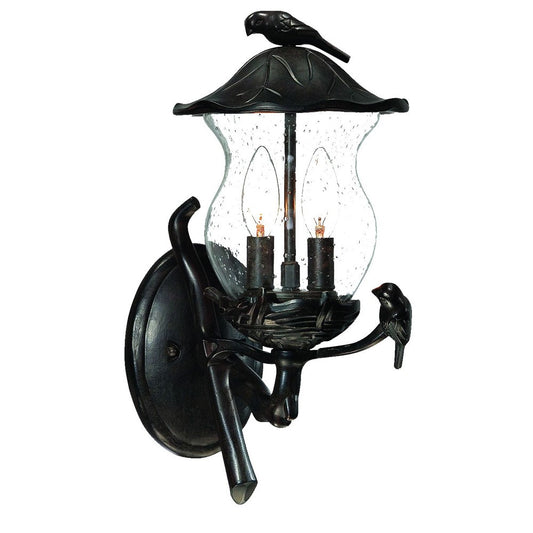 Matte Black Bird Detail Lantern Wall Light By Homeroots | Wall Lamps | Modishstore
