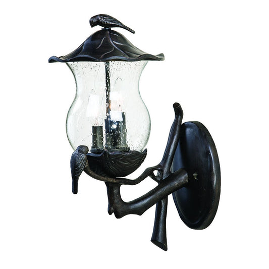 Avian 3-Light Black Coral Wall Light With Seeded Glass By Homeroots