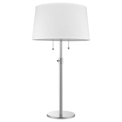 Urban Basic 2-Light Polished Chrome Adjustable Table Lamp With Off White Linen Shantung Shade By Homeroots