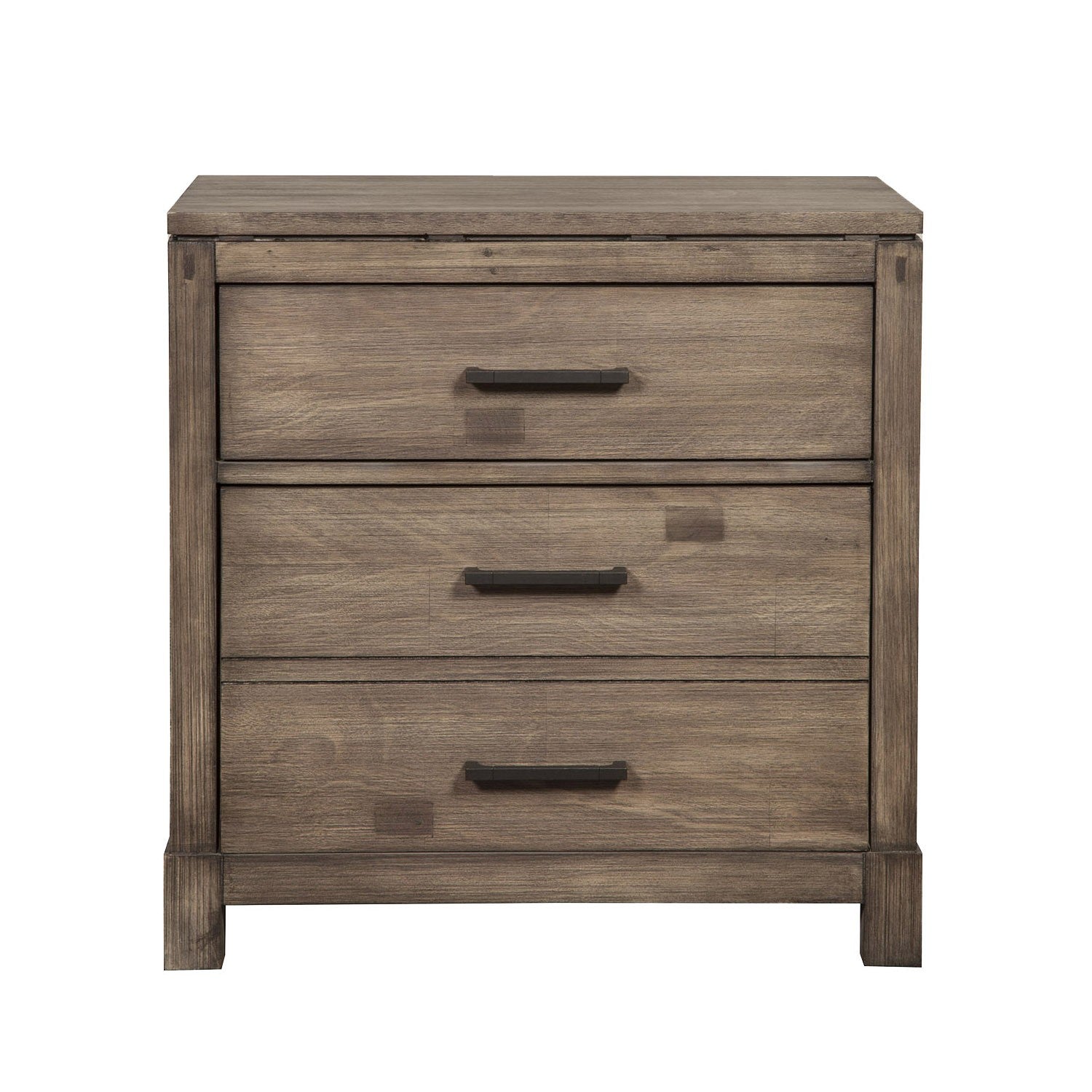 Weathered Grey Finish Wood 3 Drawer Nightstand By Homeroots | Nightstands | Modishstore - 2