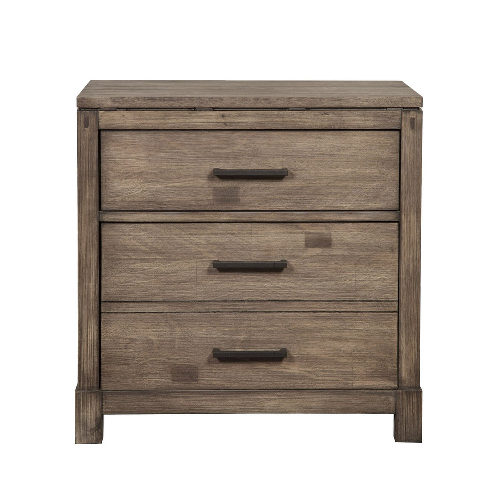Weathered Grey Finish Wood 3 Drawer Nightstand By Homeroots | Nightstands | Modishstore - 2