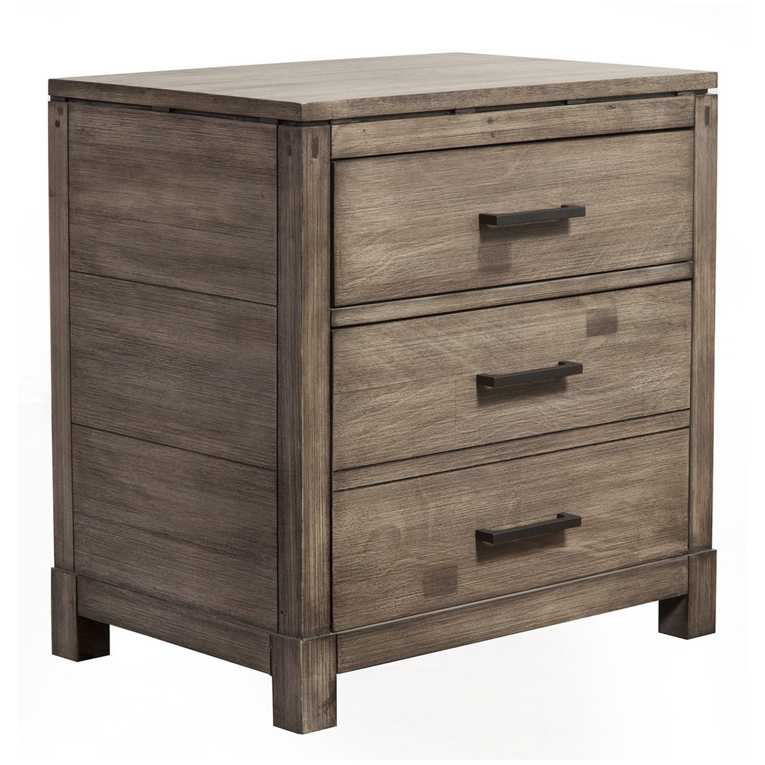 Weathered Grey Finish Wood 3 Drawer Nightstand By Homeroots | Nightstands | Modishstore - 3