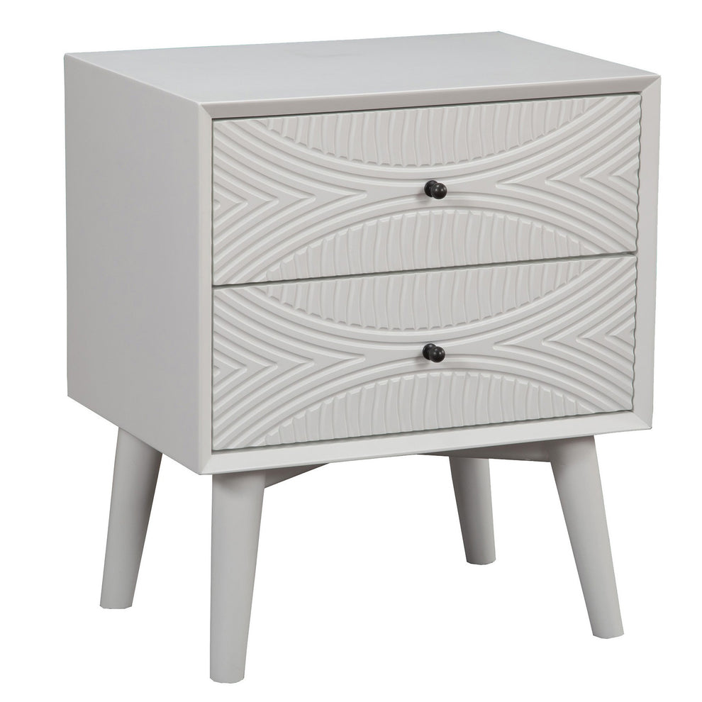 White Groovy 1 Drawer Wood Nightstand By Homeroots | Nightstands | Modishstore - 2