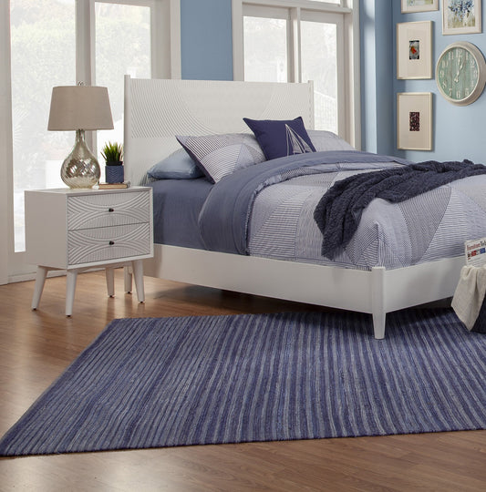 White Groovy 1 Drawer Wood Nightstand By Homeroots | Nightstands | Modishstore