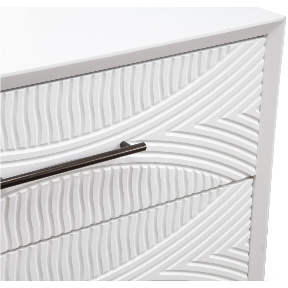 White Groovy 1 Drawer Wood Nightstand By Homeroots | Nightstands | Modishstore - 4