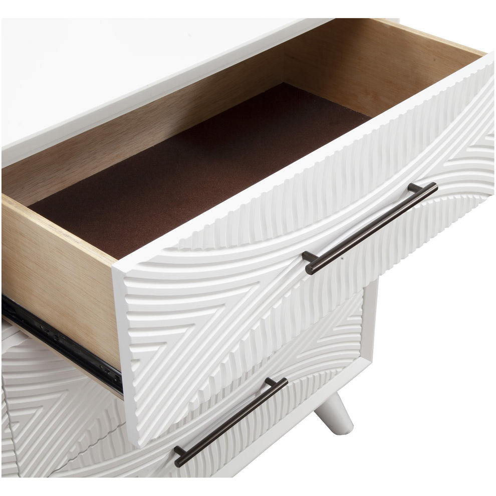 White Groovy 1 Drawer Wood Nightstand By Homeroots | Nightstands | Modishstore - 5