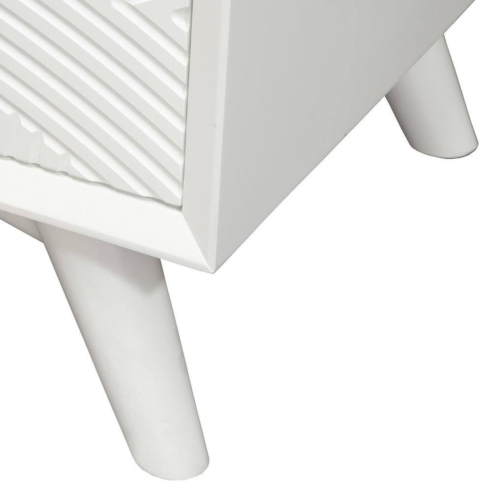 White Groovy 1 Drawer Wood Nightstand By Homeroots | Nightstands | Modishstore - 6