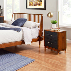 Dark Walnut And Black Mod Drawer Nightstand By Homeroots