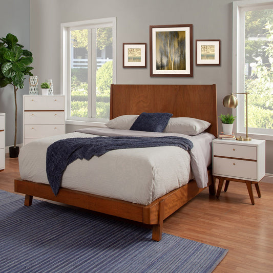 White And Brown Retro 2 Drawer Nightstand By Homeroots | Nightstands | Modishstore