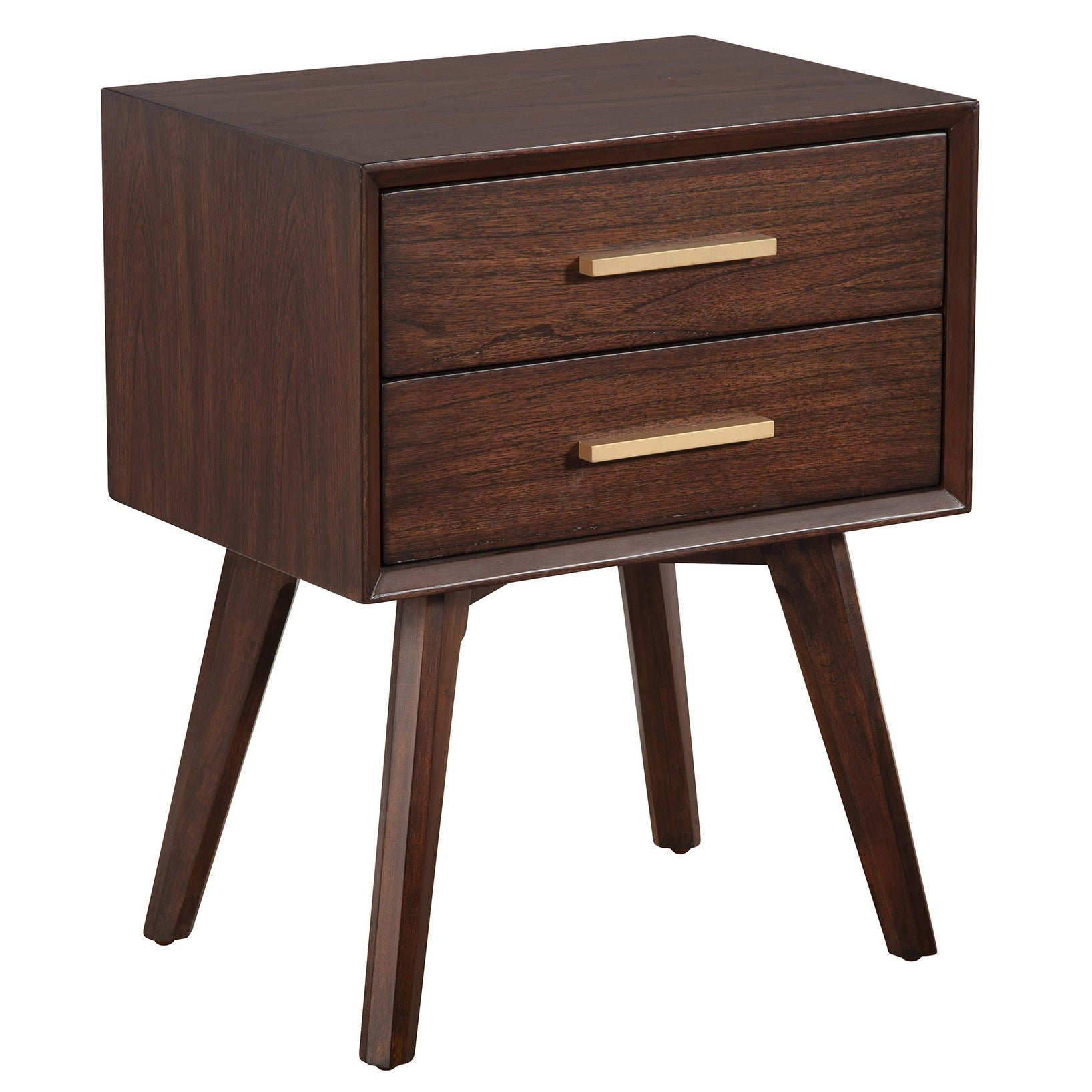 Walnut And Gold 2 Drawer Nightstand By Homeroots | Nightstands | Modishstore