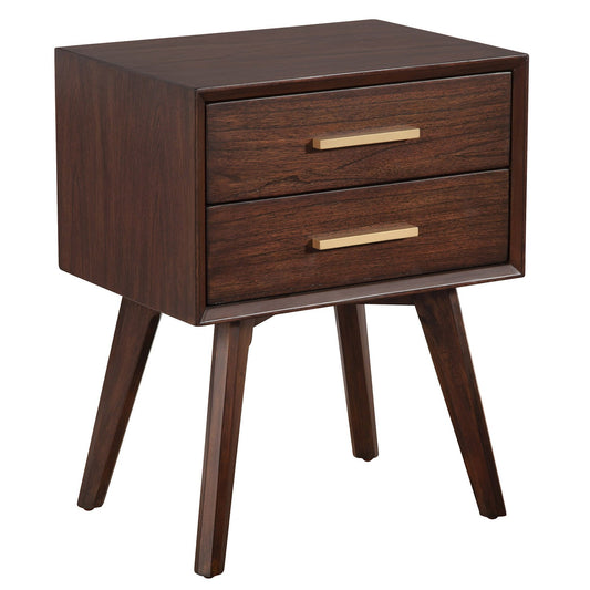 Walnut And Gold 2 Drawer Nightstand By Homeroots | Nightstands | Modishstore