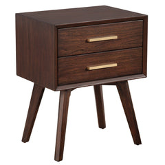 Walnut And Gold 2 Drawer Nightstand By Homeroots