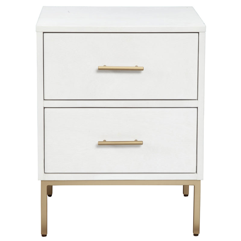 White And Gold Lines 2 Drawer Nightstand By Homeroots | Nightstands | Modishstore