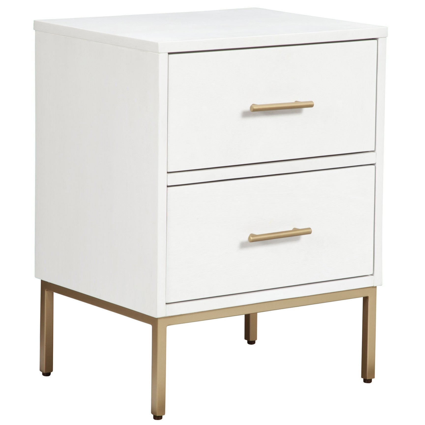 White And Gold Lines 2 Drawer Nightstand By Homeroots | Nightstands | Modishstore - 2