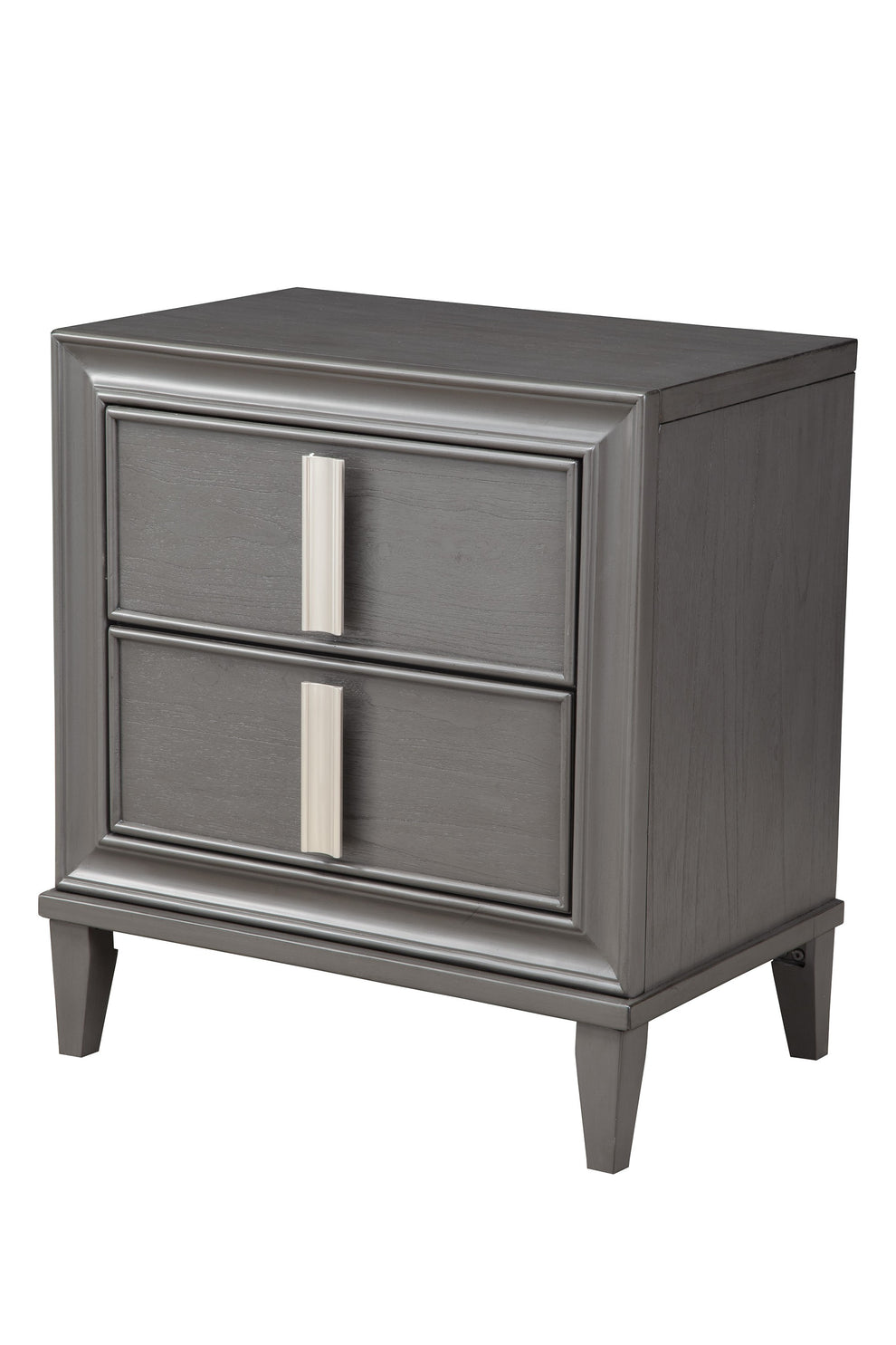 Dark Grey Contemporary 2 Drawer Nightstand By Homeroots | Nightstands | Modishstore - 2